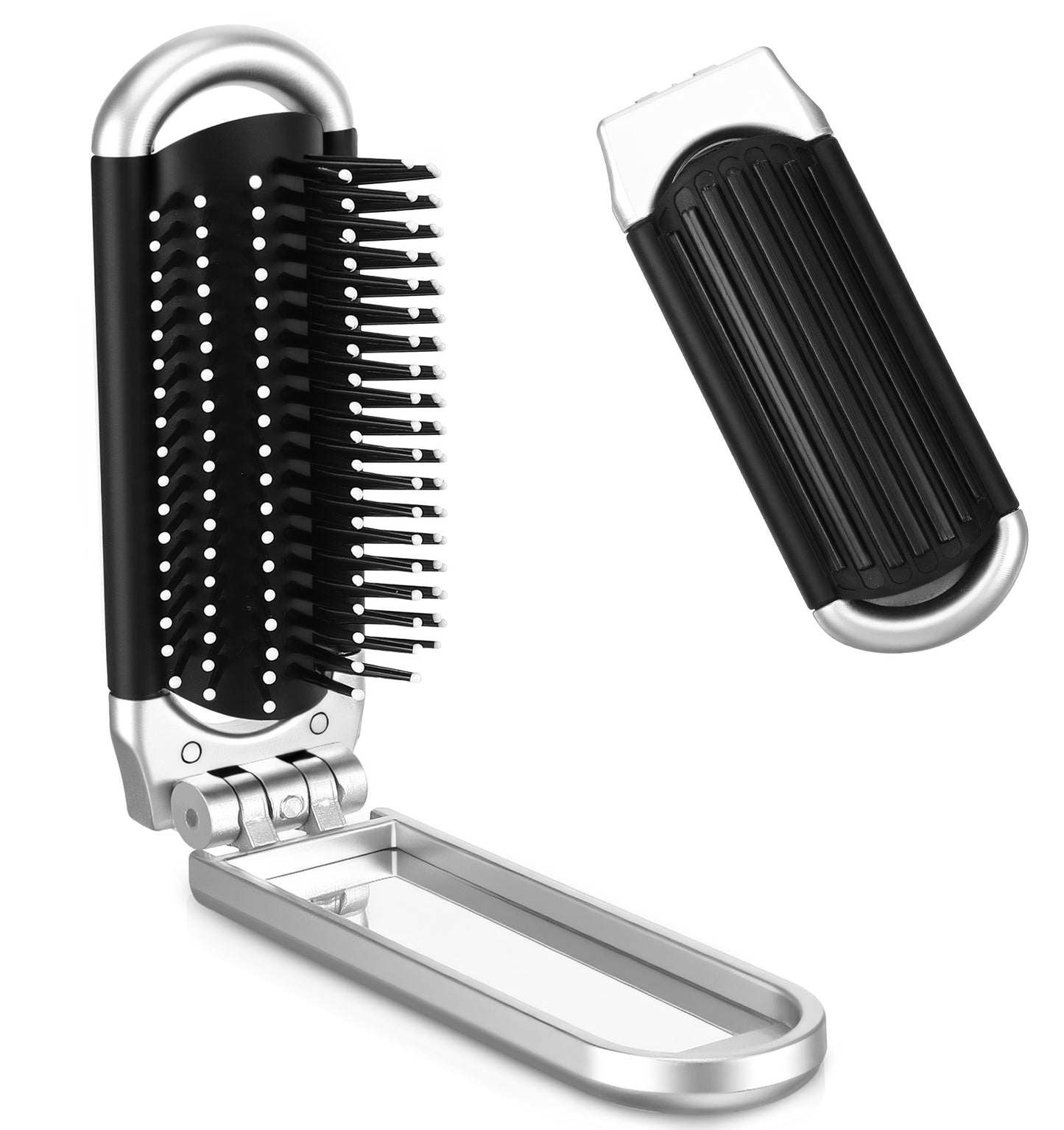 2 Pack Foldable Hair Brush, Folding Hair Brush with Mirror, Soft Bristles, Compact & Portable for Gym, Swimming, Makeup