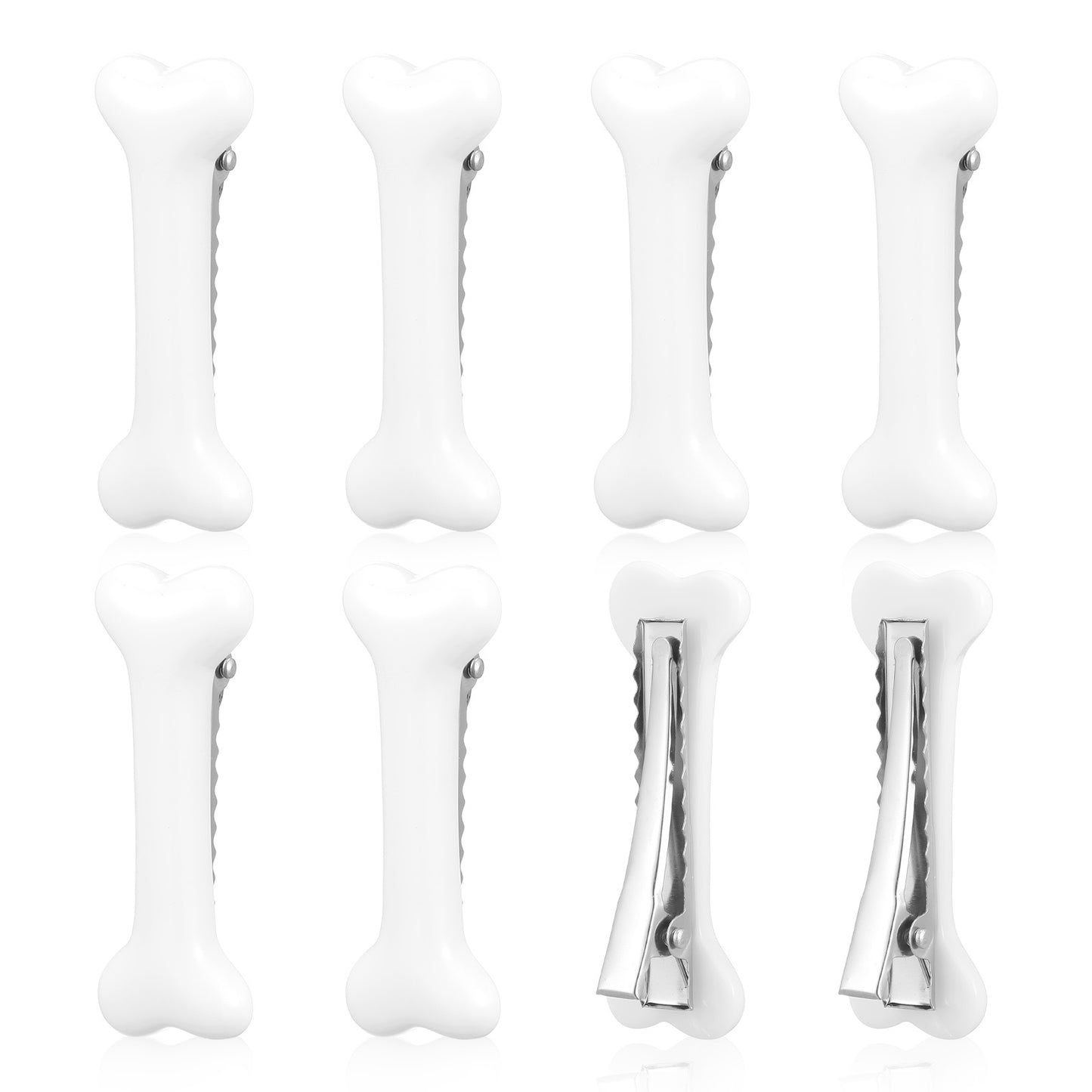Classicseali 8pcs Bone Clips, White Bone Hair Clips for Women Girls, Halloween Cosplay Costume Decorative Skull Skeleton Hair Pins Alligator Clip Accessories Barettes for Women Girls