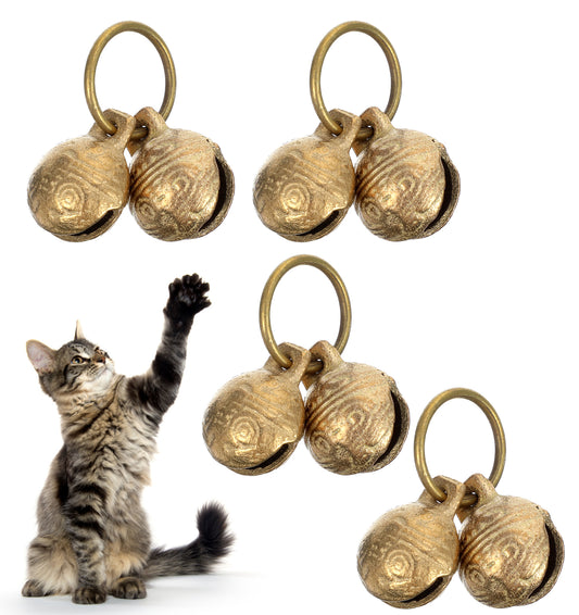 ValueBargain Dog Collar Bells, 4 Pcs Extra Loud Jingle Bells for Dog Cat Collar, Perfect for Safety & Pet Tracking, Copper 1.5 Inch for Small Dogs & Cats