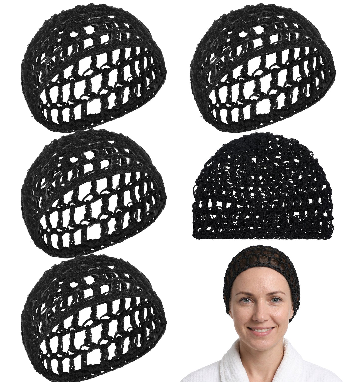 ValueBargain 4 Pcs Mesh Hair Net, Crochet Knit Breathable Hair Wraps, Soft Stretchy Sleeping Hair Cover, Non-slip Lightweight Hair Protector for Night Sleep, Daily Rest and Hair Care Use