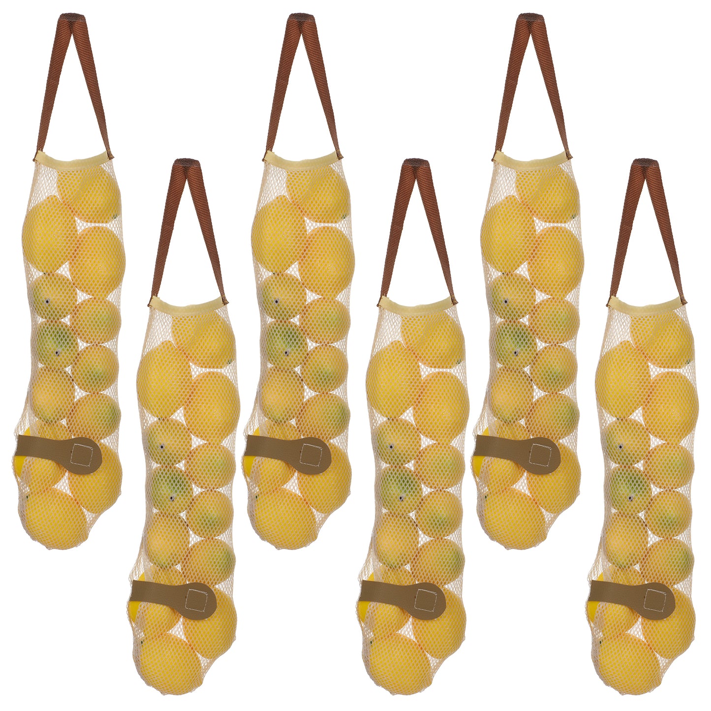 Classicseali 6pcs Onion Storage Bag, 48cm/18.9 Inch Long Mesh Bags for Vegetables, Reusable Washable Mesh Produce Bags for Kitchen Refrigerator Potato Onion Garlic Vegetable Fruit Storage, Beige