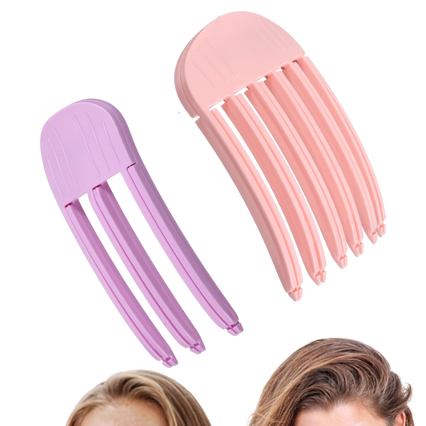 Oruola 2pcs Volume Comb,Bang Volume Comb for Effortless Volumes, Fluffy Bangs & High Crown, 2 Sizes of No Crease Root Lifting Clips for a Natural Puffy Lazy Hairstyle for Men and Women