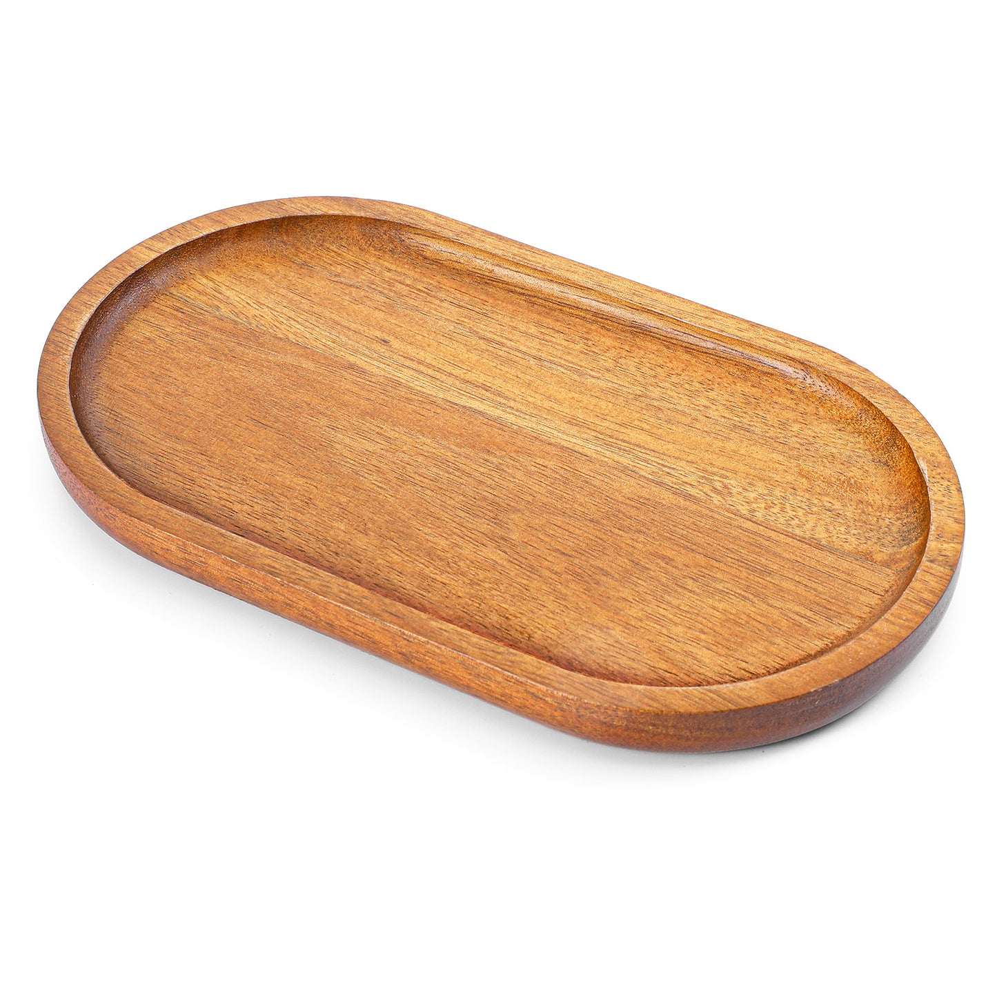 Guduling Small Wooden Tray, Small Wood Tray For Kitchen Counter, Oval Acacia Coffee Trays for Home Decor, Wooden Bathroom Trays for Jewelry, Keys & Coins, Serving (Brown)