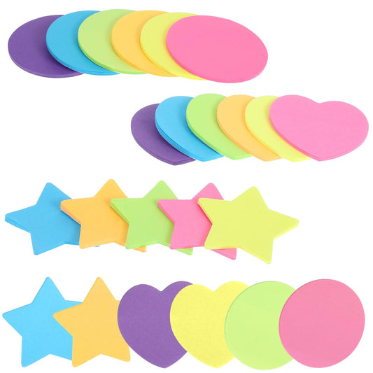 Oruola 540 Sheets Sticky Notes Shapes,Funny Sticky Notes,Shaped Sticky Notes,6 Color Bright Colorful Self Sticky Note Pad,Round Star Heart Sticky Notes for Home, Office Unique Sticky Notes