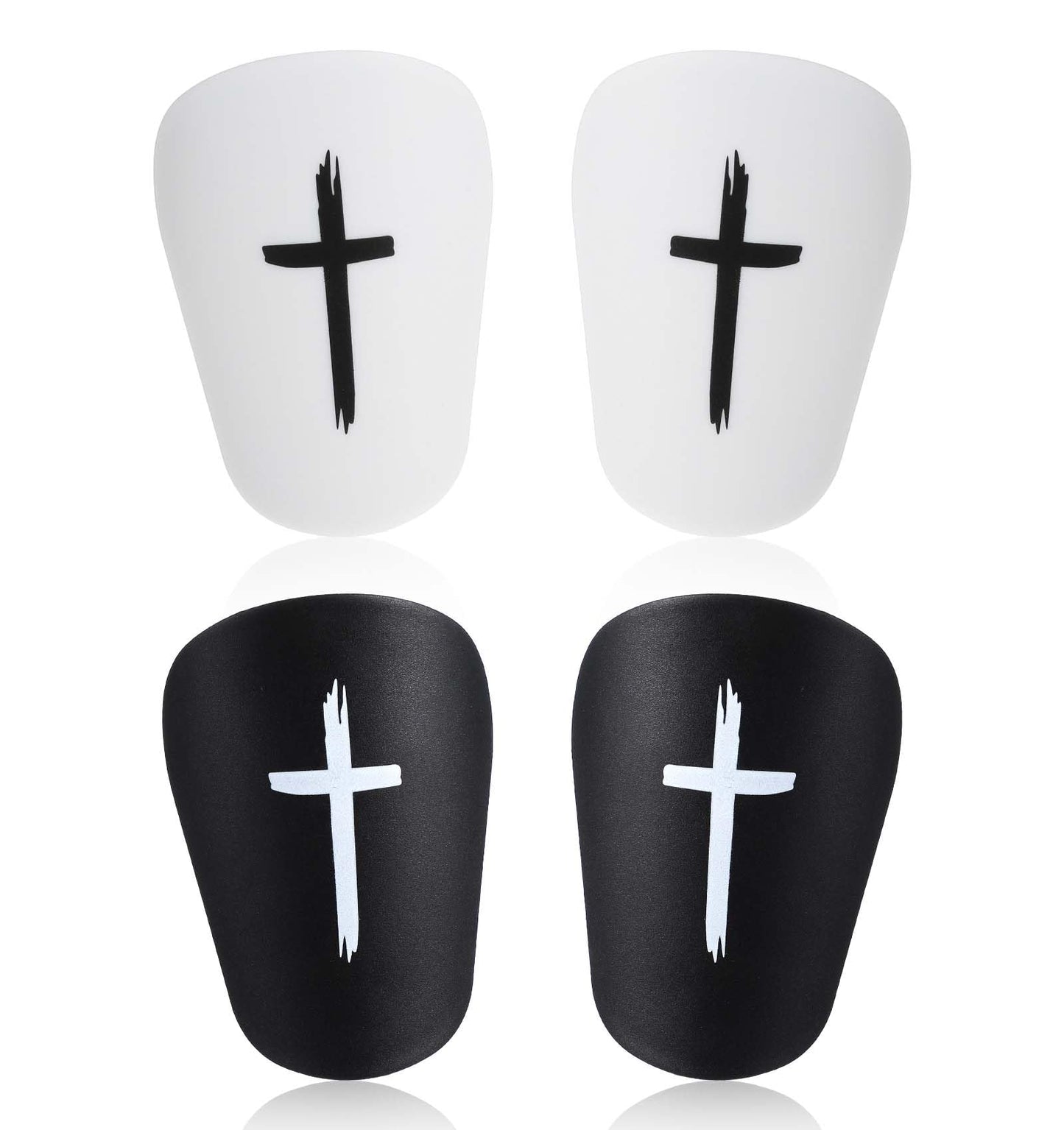 4Pcs Mini Shin Pads Football, Mini Shin Pads for Soccer, Lightweight & Breathable Protective Gear for Kids and Teens 8 x 5 cm, Black & White