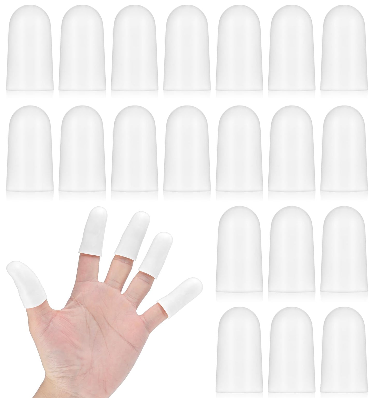 ValueBargain Silicone Finger Protectors, 20 Pcs Thumb Protector, Waterproof Finger Covers for Wounds, Cracked Fingers, Fingers Pain (White)