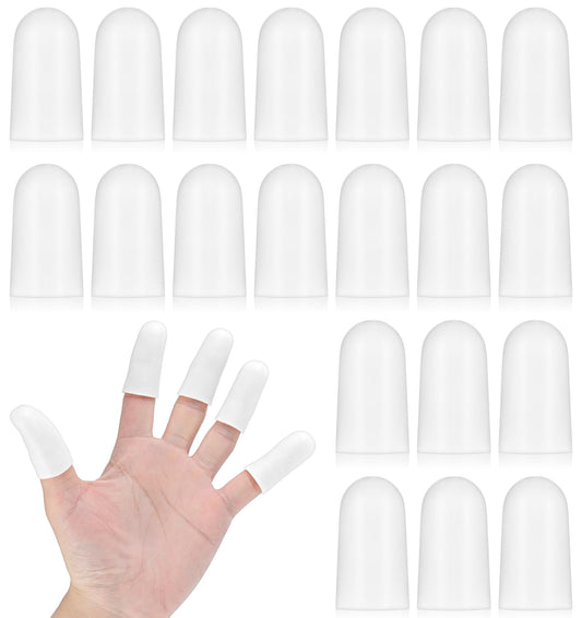 ValueBargain Silicone Finger Protectors, 20 Pcs Thumb Protector, Waterproof Finger Covers for Wounds, Cracked Fingers, Fingers Pain (White)