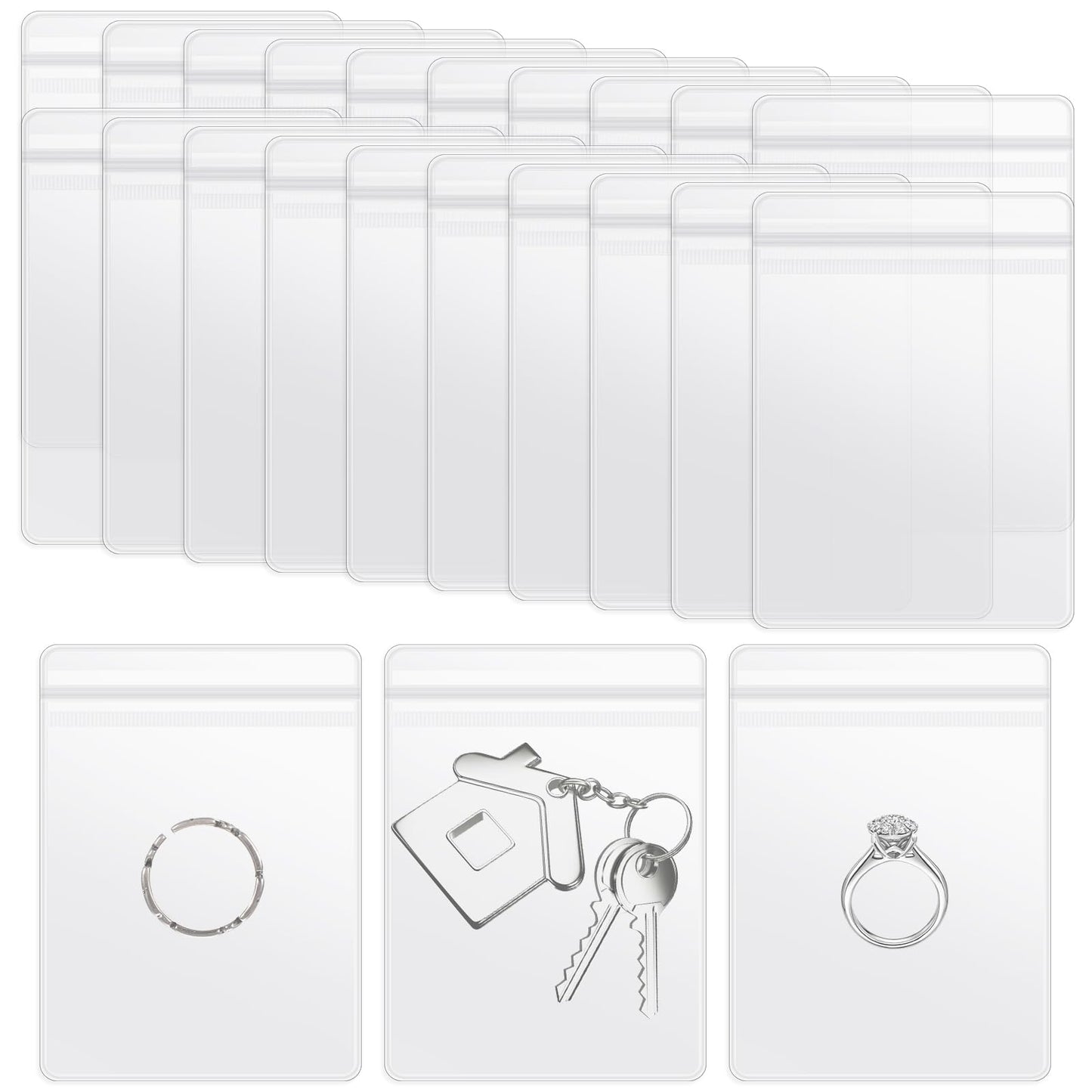 Oruola 40pcs Baggies for Jewelry,2.36 X 3.15 In Plastic Resealable Bags,PVC Clear Jewelry Bags,Anti Tarnish Small Bag for Earrings Rings Necklaces Gift for Women Girls