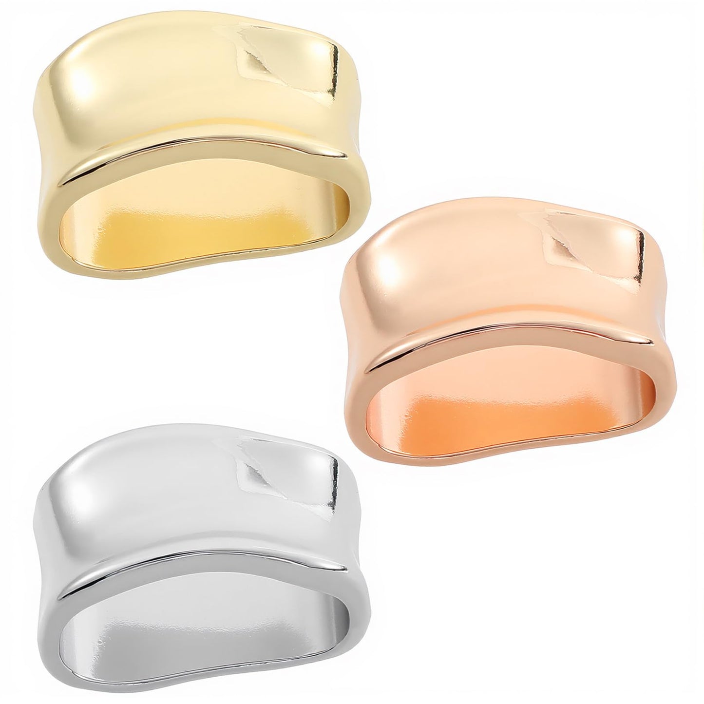 Elegaperma 3 Pcs Bandana Ring, Scarf Rings for Women Zinc Alloy Gold Silver Rose Gold, Scarf Slide Clips 2.5cm Glossy for Shawl Tying Fashion Accessory Decoration
