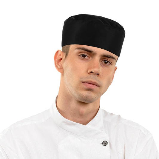 oruola Black Chef Hat,Polyester Cotton Chef Cap with Breathable Mesh Top,Adjustable Chef Hats for Men Women,Hat Circumference 58-64CM/22.83-25.2In Chef Hats
