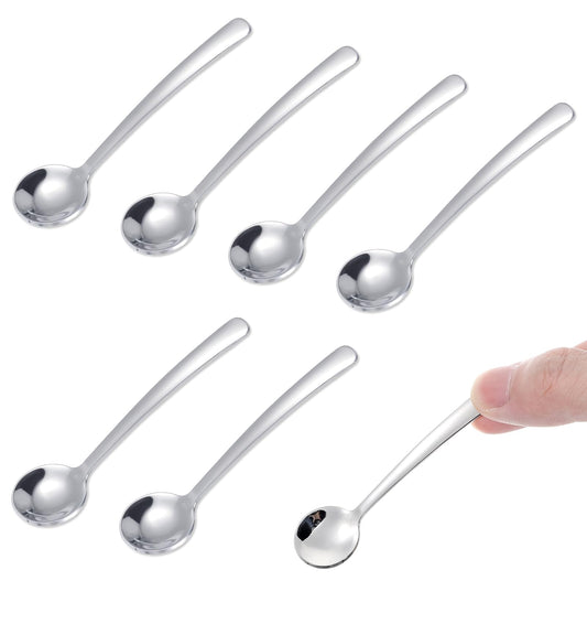 8 Pcs Small Spoons for Spice Jars, Spice Spoon, 8.3 cm Easy to Hold & Clean Stainless Steel Condiment Spoons for Sugar, Salt, and Honey, Silver