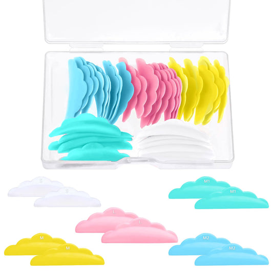 Oruola 50pcs Lash Lift Rods,Lash Lift Pads,Lash Lift Shields for All Eyes Curling Like L Curl Extensions,5 Size of S M M1 M2 L Reusable Soft Silicone Shields Lash Lift Glue Balm Set Lashes Fast