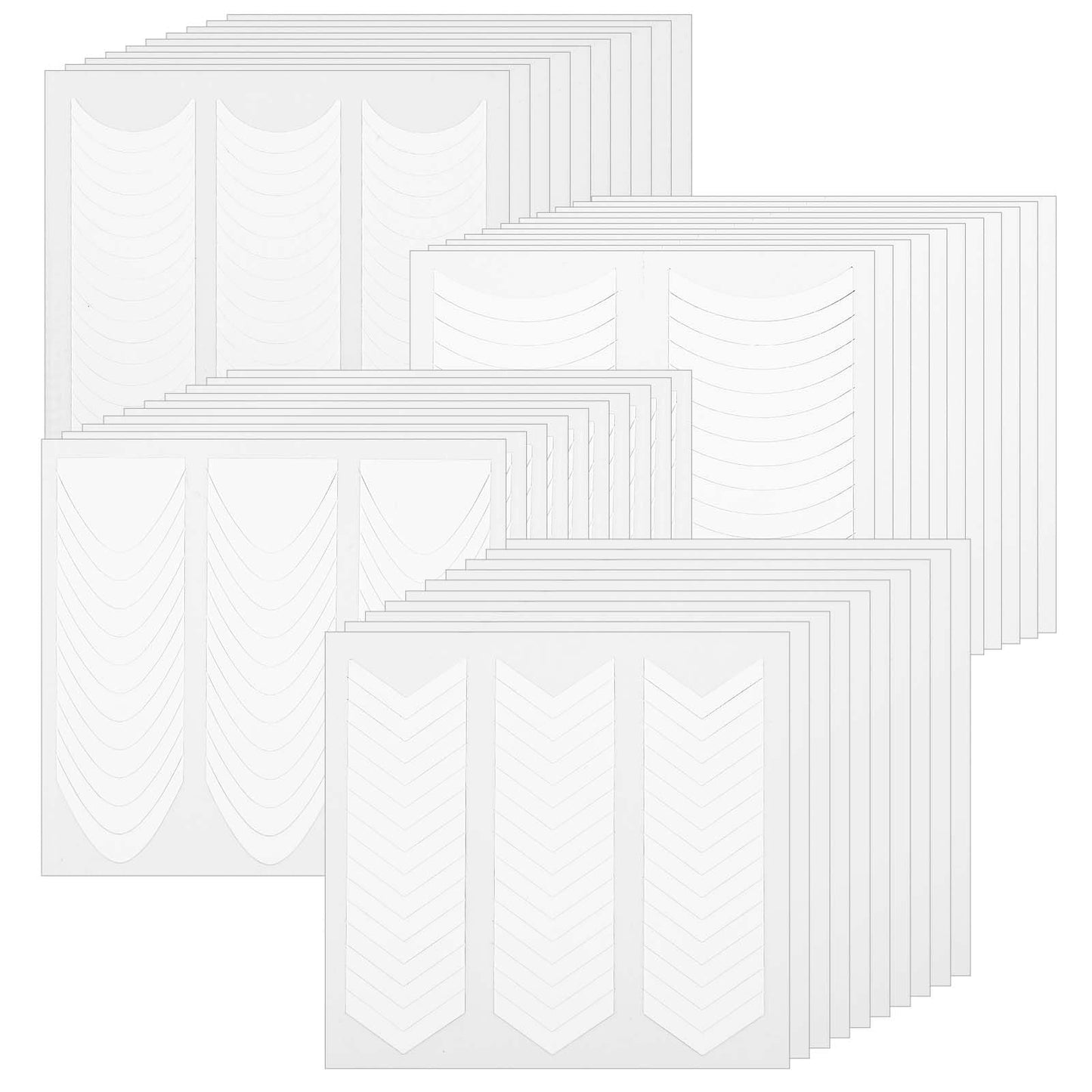 Classicseali 40 Sheets French Nails Stencil, French Tip Stickers, Self-Adhesive Nail Stencils, 5 Designs for DIY Decoration, No Overflow Manicure Edge Aid, White Nail Stickers