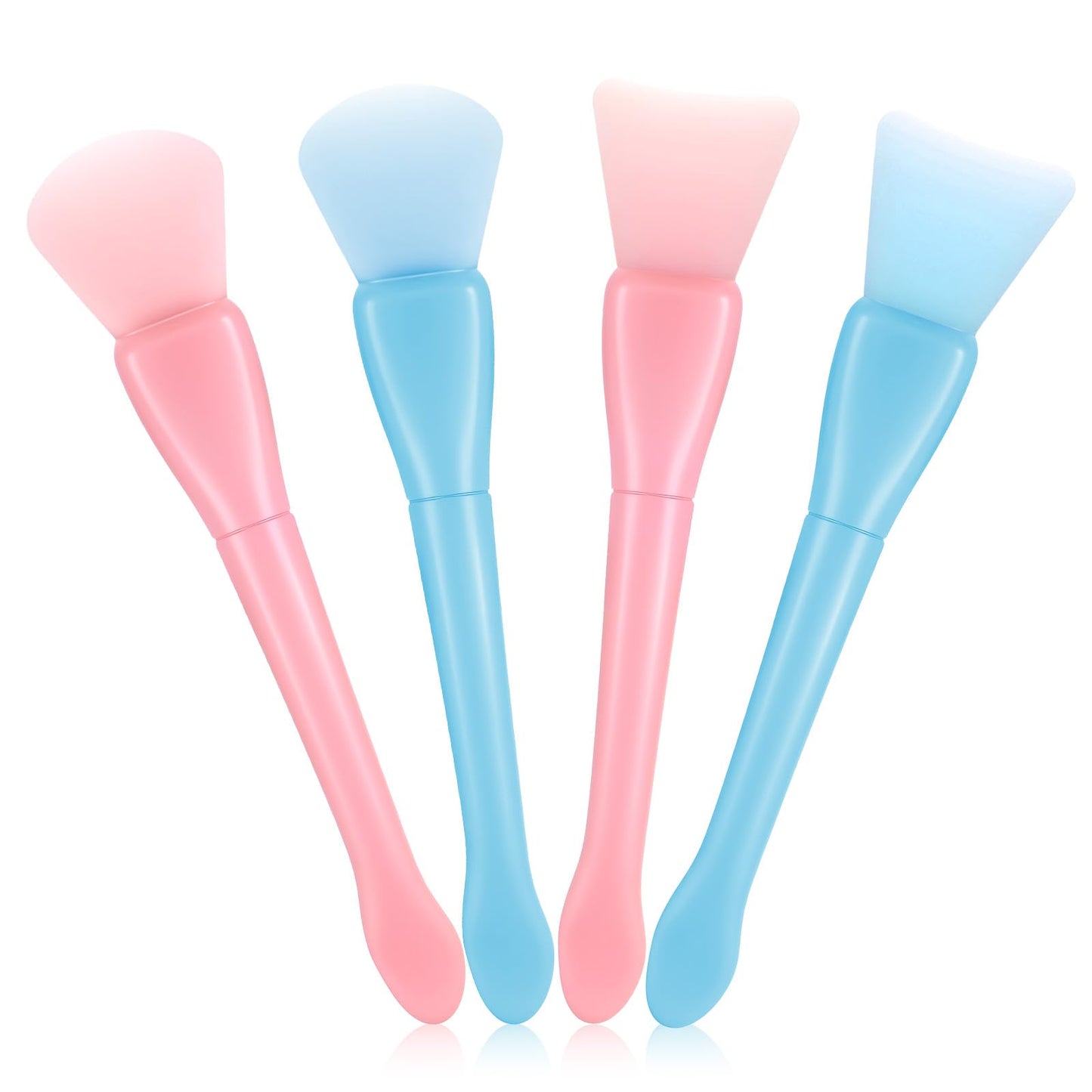 Guduling Pack of 4 Silicone Face Masks Brushes, Pore Cleaning Brush for Body Lotion, Cleaning Mask, Clay Mask, Skin Care, Mask Brush Silicone, Soft and Comfortable (Blue, Pink)