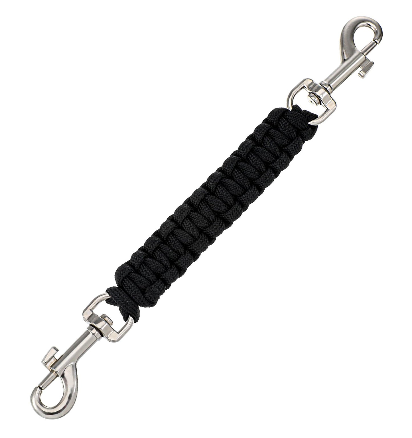 Safety Clip for Dog Collar, Handmade Backup Strap with Double-Ended Clasp, Secure Connector for Pinch Collars, Leash Harness Accessories (Black)