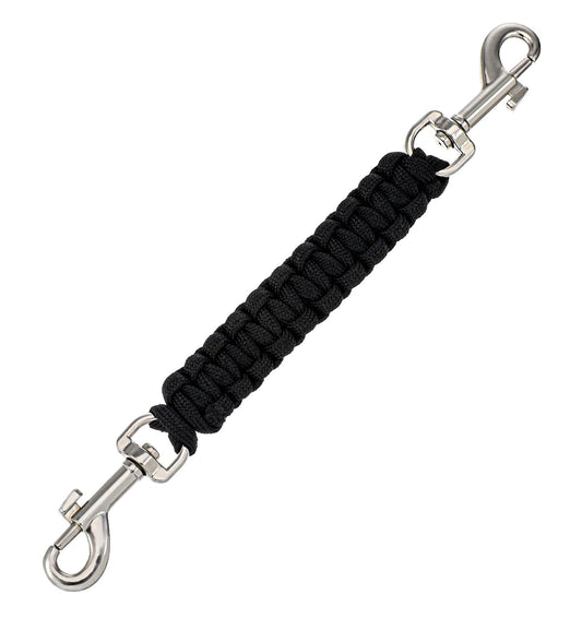 Safety Clip for Dog Collar, Handmade Backup Strap with Double-Ended Clasp, Secure Connector for Pinch Collars, Leash Harness Accessories (Black)