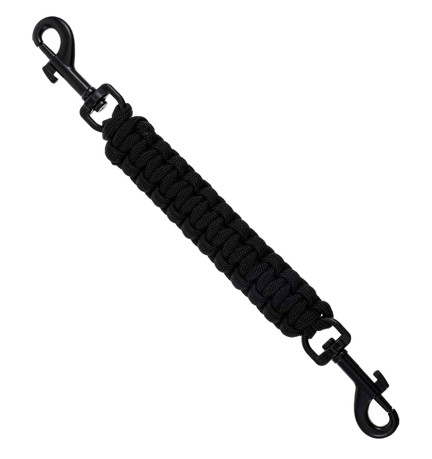 Dog Collar Safety Clip, Adjustable Backup Clip for Dog Harnesses, Handmade Backup Safety Strap, Double-Ended Collar Leash(Black)