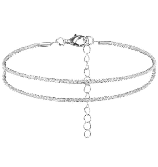 ValueBargain Anklets for Women Silver - Sterling Silver Adjustable Layered Anklet Set, Dainty Waterproof Beach Jewelry Gift