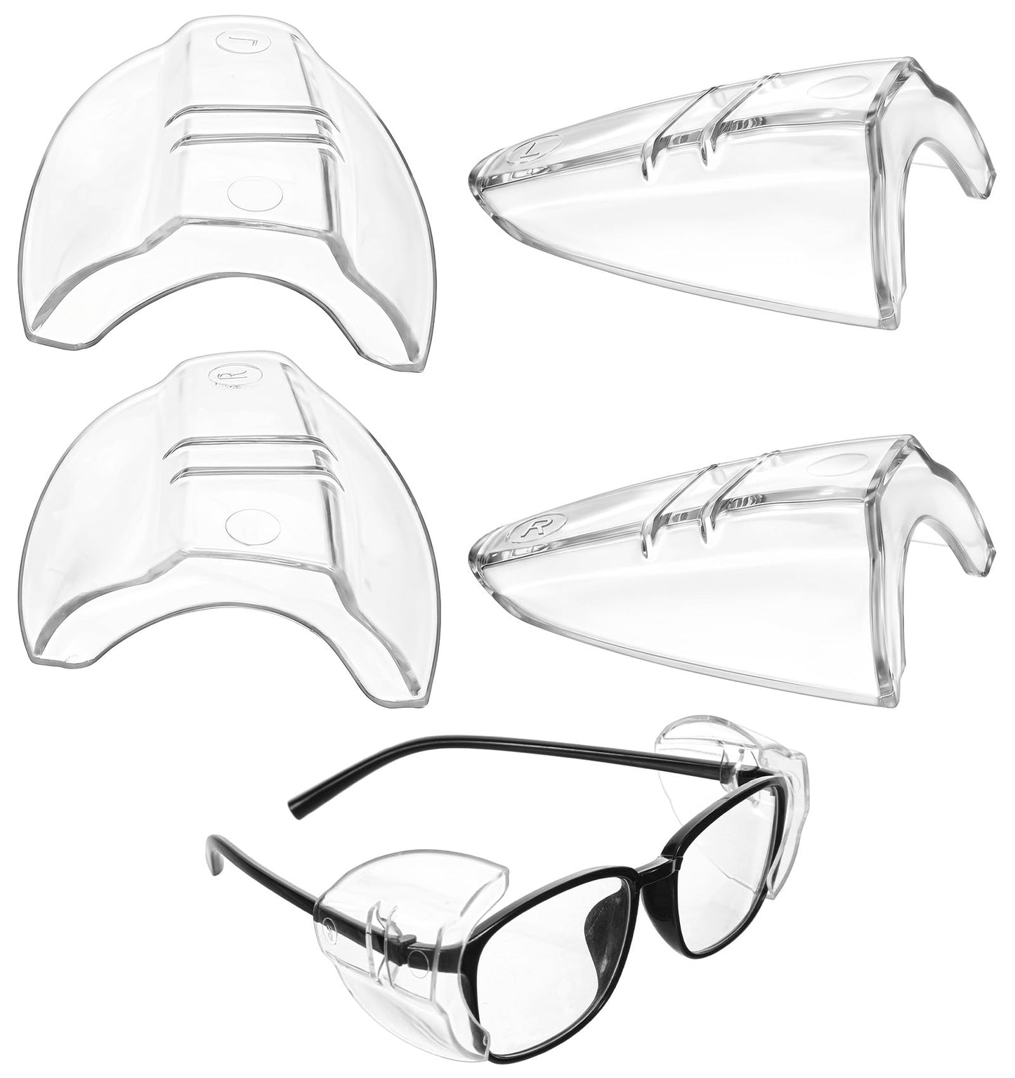 ValueBargain 2 Pairs Safety Shields for Eyeglasses, Tpu Slip-On Glasses Side Shields for Eye Protection,Suitable for Standard Frames (Large, 2 Holes, 7.1 X 3.9 X 0.9 Inches)