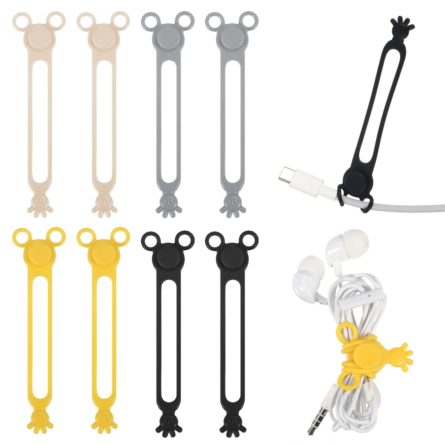 Silicone Cable Ties, Valuebargain 20PCS Reusable Elastic Cable Organizers Designed for Bundling and Fastening Wires, Suitable for Household and Office Use