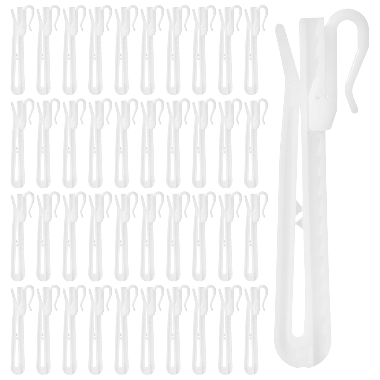 Elegaperma 40Pcs Curtain Pleat Clips, Plastic Curtain Hooks, Plastic Curtain Clips White Adjustable Hanging Accessories for Window Treatments and Curtain Installation Easy DIY Setup