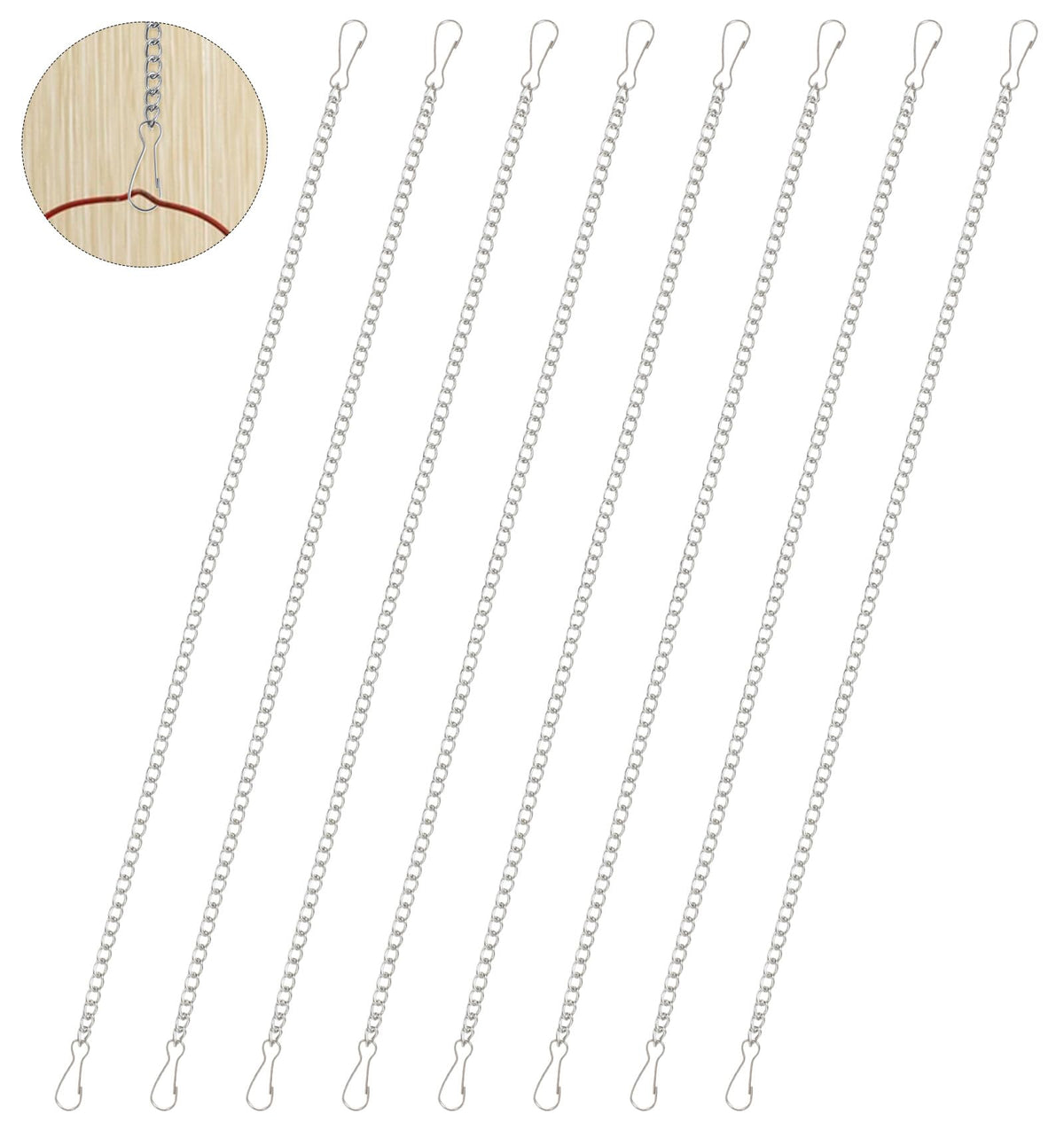 Pack of 8 Hanging Chains 50cm Metal Hanging Chain with Hooks