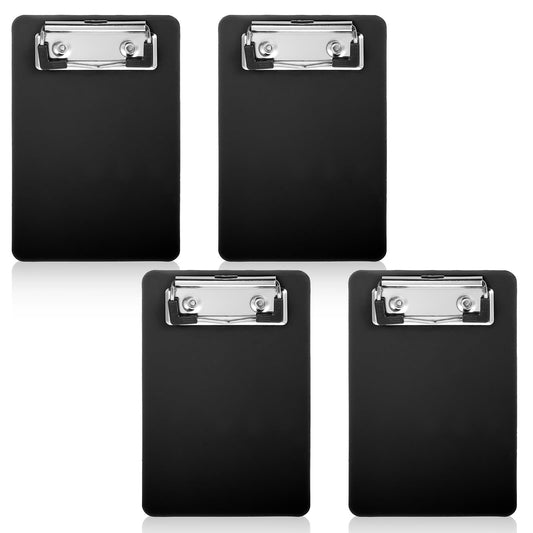 Oruola 4pcs Small Clipboard,Black Clipboard,A6 Mini Clipboards,Small Clipboards 4 x6 in,Plastic Clipboard for Classrooms, Offices, Restaurants, Doctor Offices, Hotel