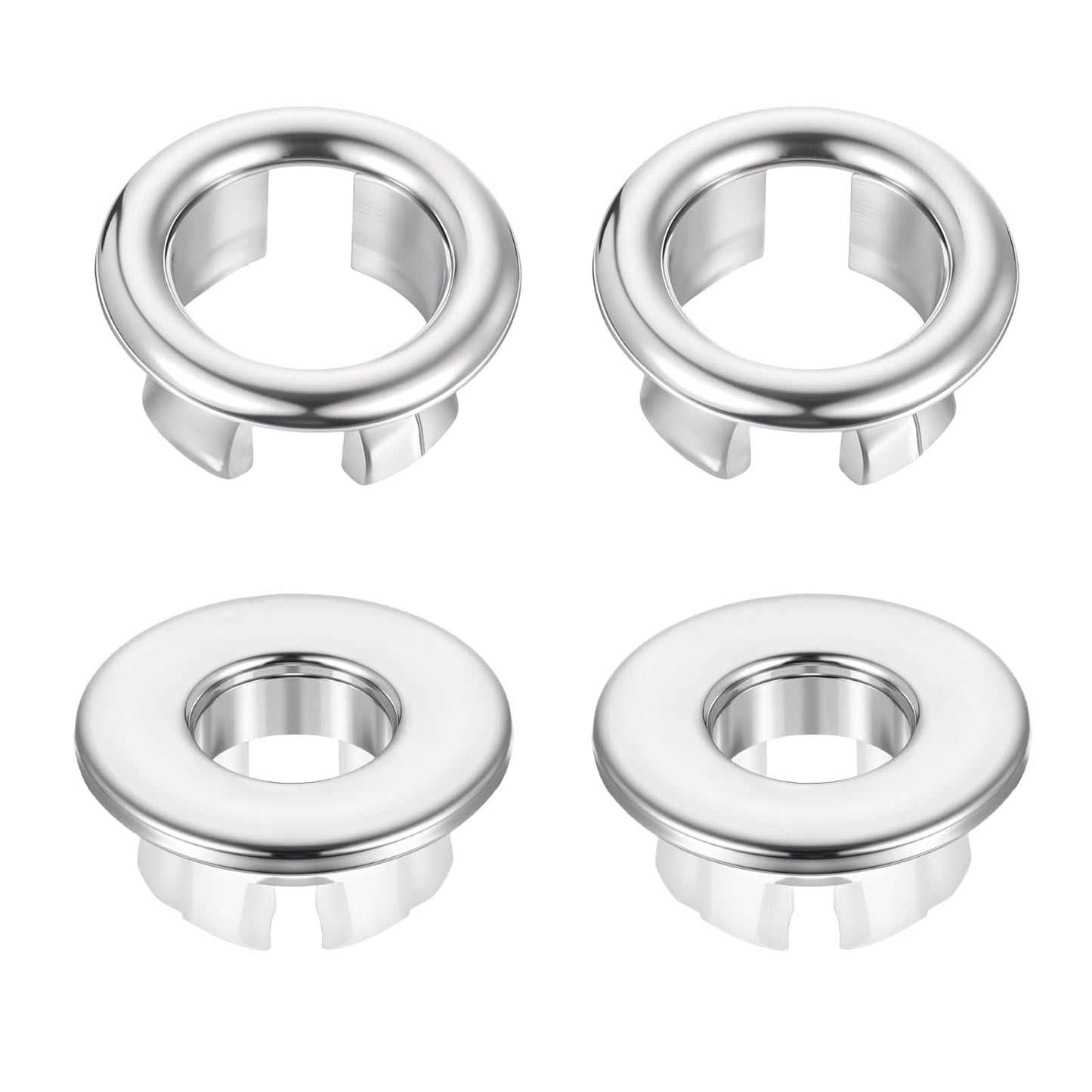 Classicseali 4pcs Sink Overflow Cover,Bathroom Sink Overflow Trim Ring,Bathroom Kitchen Sink Overflow Ring Basin Trim Cover Hole Insert in Caps,Silver