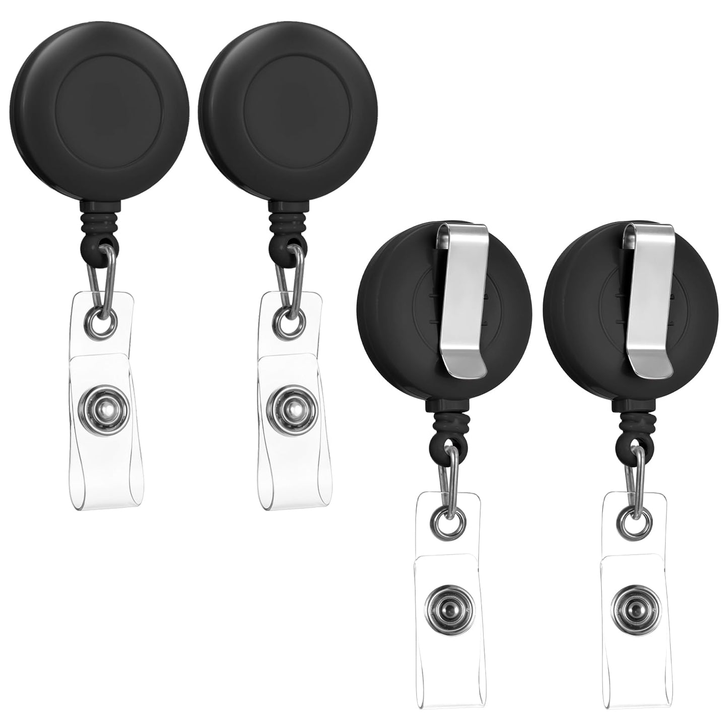 Oruola 4 Pack Retractable Keychain,Heavy Duty Badge Reel,ID Badge Holder with 26.8 in Retractable Cord,Durable Retractable Lanyard for ID Card,Keychain,Name Badge Holder, Black