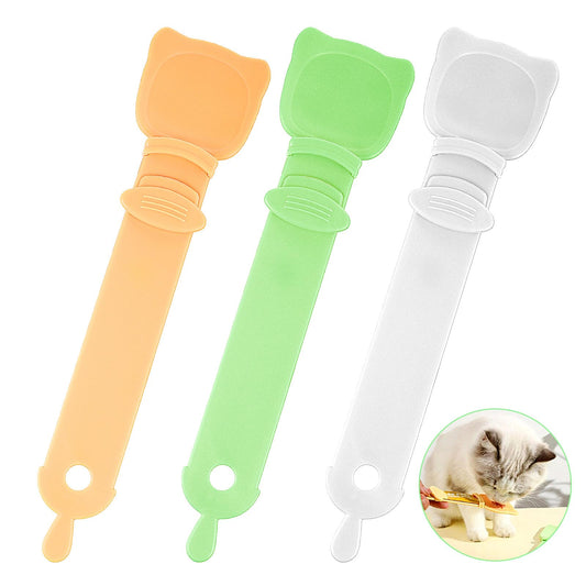 oruola 3pcs Cat Strip Feeder Squeeze Spoon,Happy Spoon For Cats,Cat Treat Spoon Squeeze Up Spoon,Cat Food Scoop,Cat Wet Treat Dispenser Spoon for Squeezing Puree And Liquid Snack(White/Green/Yellow)