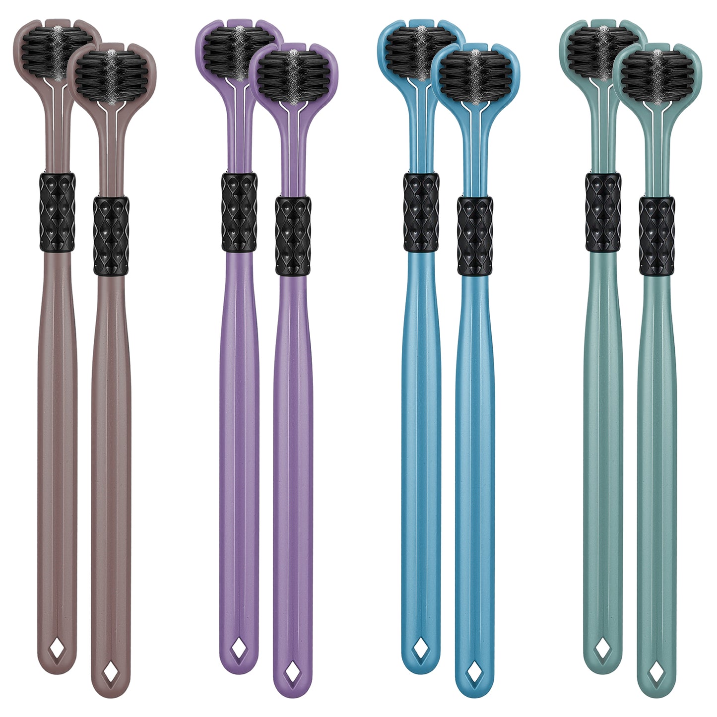 Guduling 8 Pcs 3 Sided Toothbrush,Autistic Toothbrush,360° Deep Clean Soft Bristle Toothbrushes with Ergonomic Handle, Gentle Dental Care Set for Sensitive Teeth, Kids & Adults, Travel-Friendly Design
