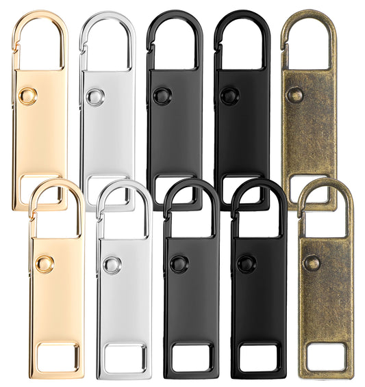 10PCS Replacement Zipper Pulls, Zinc Alloy Detachable Zip Puller Replacement for Luggage Backpacks Suitcases Jackets Purses Handbags Boots (Colorful)