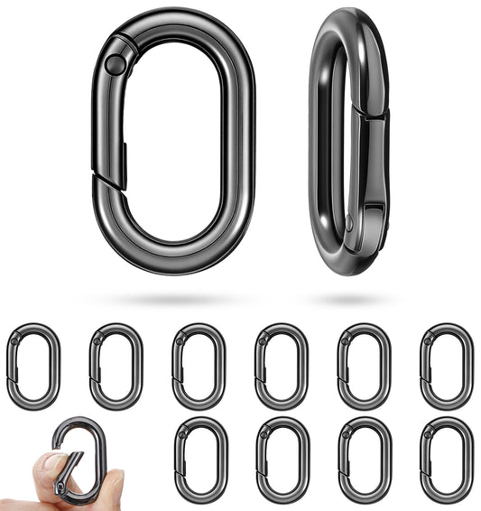 Carabiner Clip Small, 12Pcs Heavy Duty Mini Carabiner, Metal Oval Keys Rings with Metal Spring Snap Hook for Outdoor Camping Hiking Fishing Key Chain