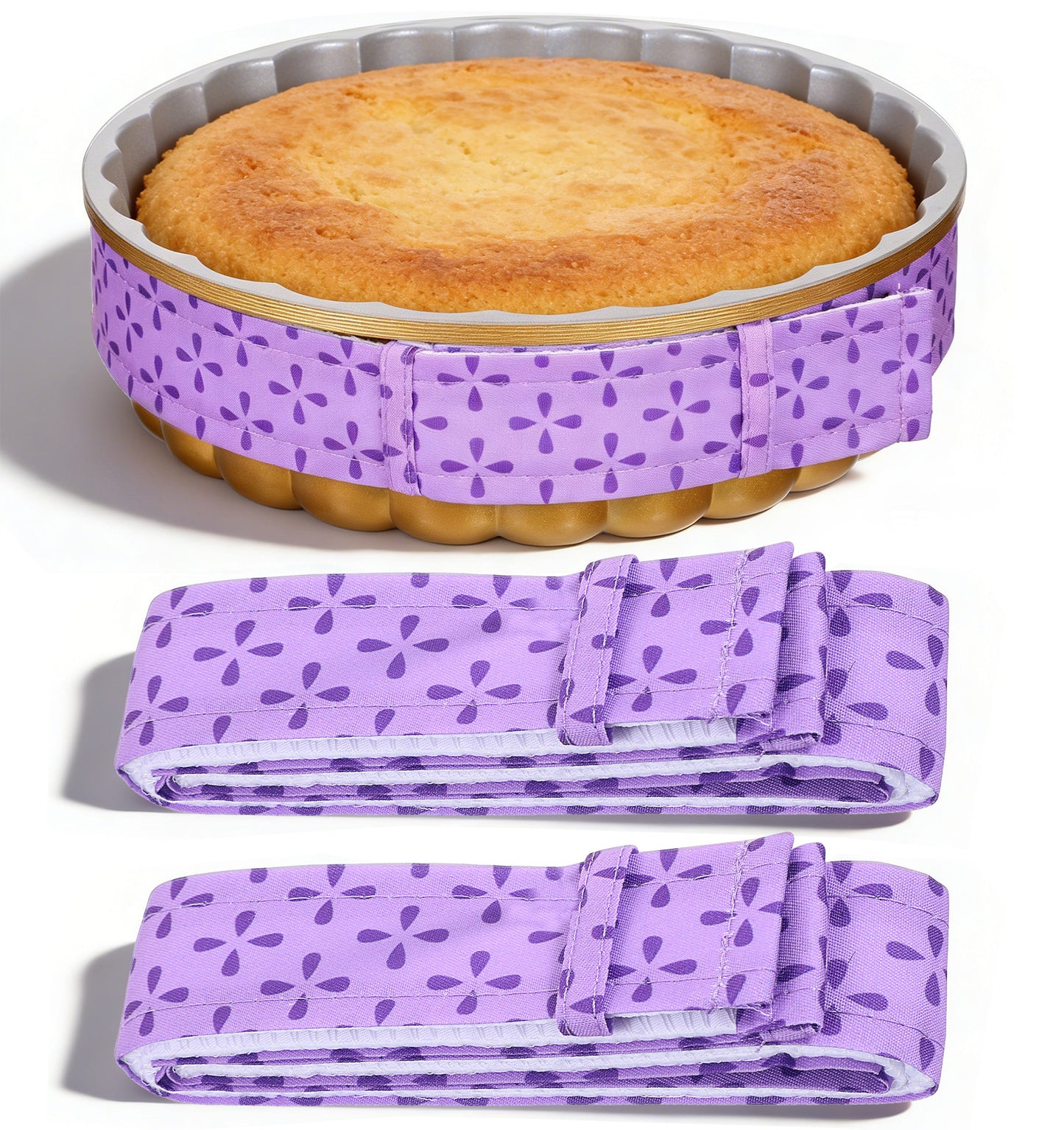 3 Pcs Cake Strips, Cotton Cake Dampening Strips, Absorbent Protective Bands for Even Baking, Preventing Vault, Fit Homemade Cake Tins and Baking Pans