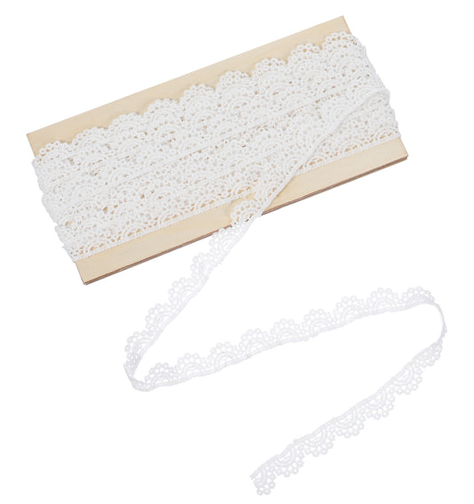 White Lace Ribbon, 15 Yards Crocheted Floral Lace for Sewing for Sewing Crafts DIY Projects and Wedding Bouquet Decorations