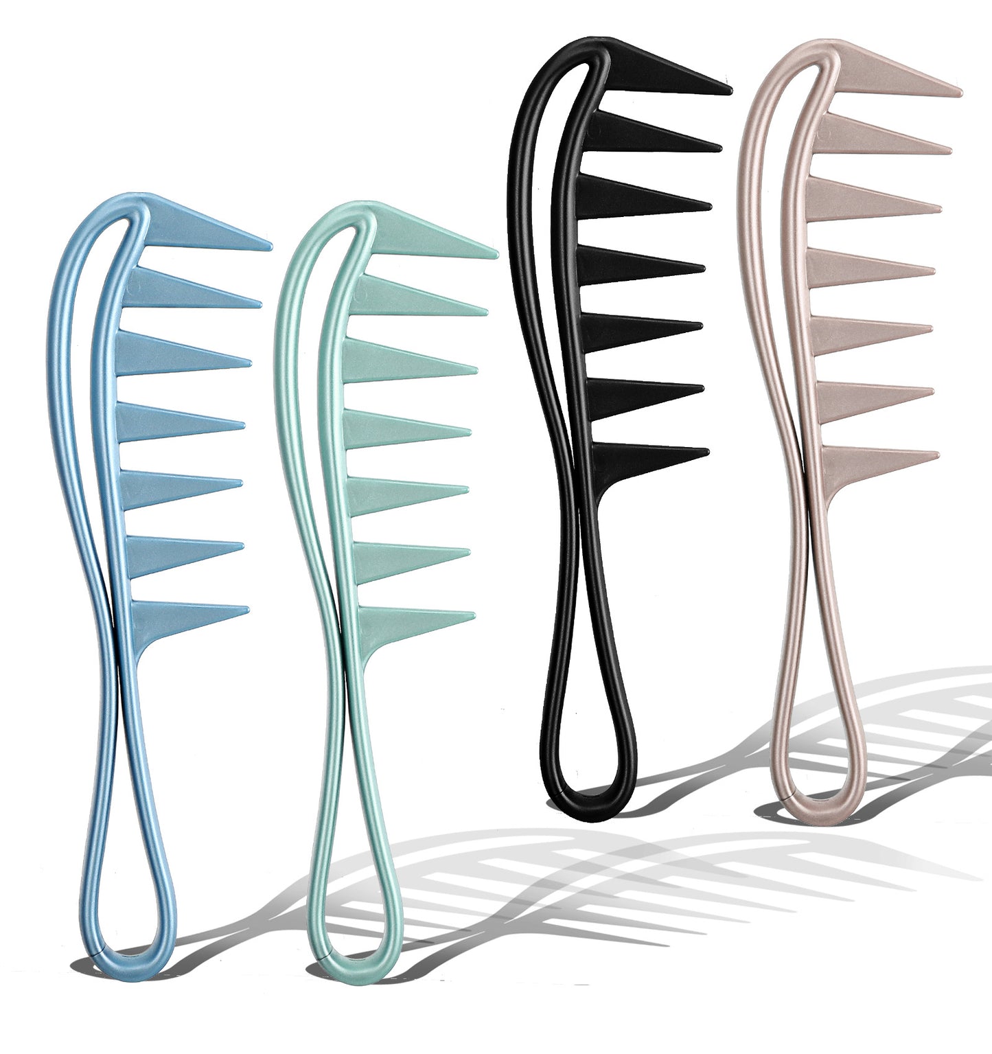 Wide Comb for Curls, 4 Pcs Wide Tooth Comb for Wavy Hair, Curl Combs for Women, Men, Styling, Salon, Home (4 Colors)