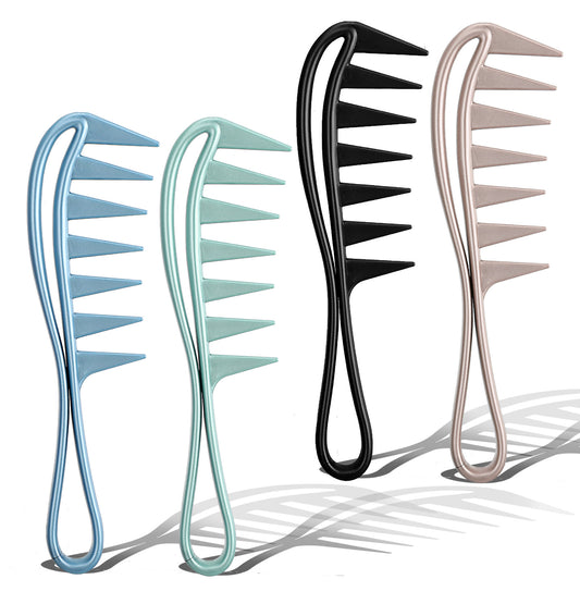 Wide Comb for Curls, 4 Pcs Wide Tooth Comb for Wavy Hair, Curl Combs for Women, Men, Styling, Salon, Home (4 Colors)