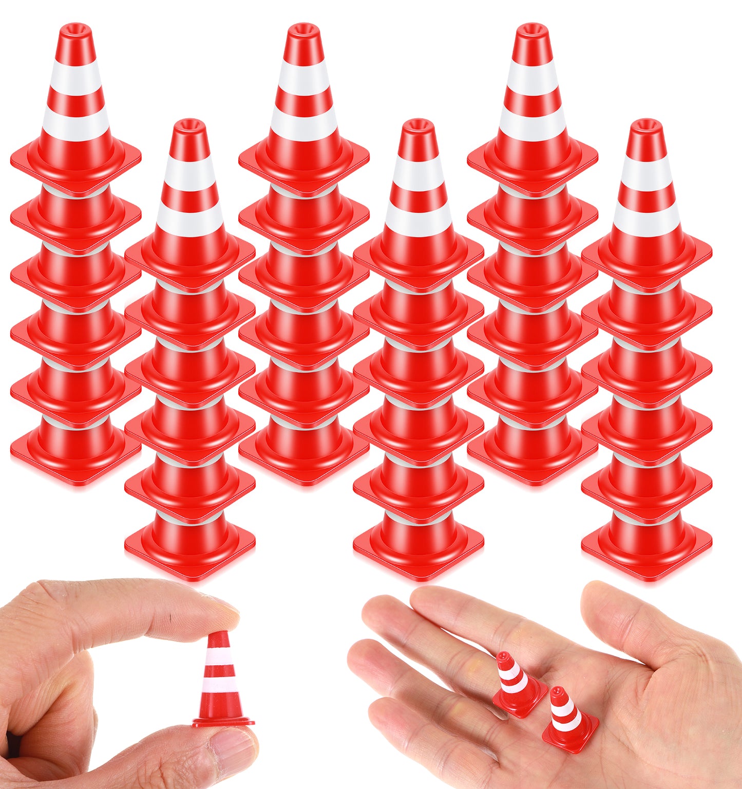ValueBargain 30 PCS Mini Traffic Cones, 1 Inch Abs Plastic Mini Orange Cones for Micro Landscape & Sand Table, 1.13g Lightweight Construction Caution Signs (Red)