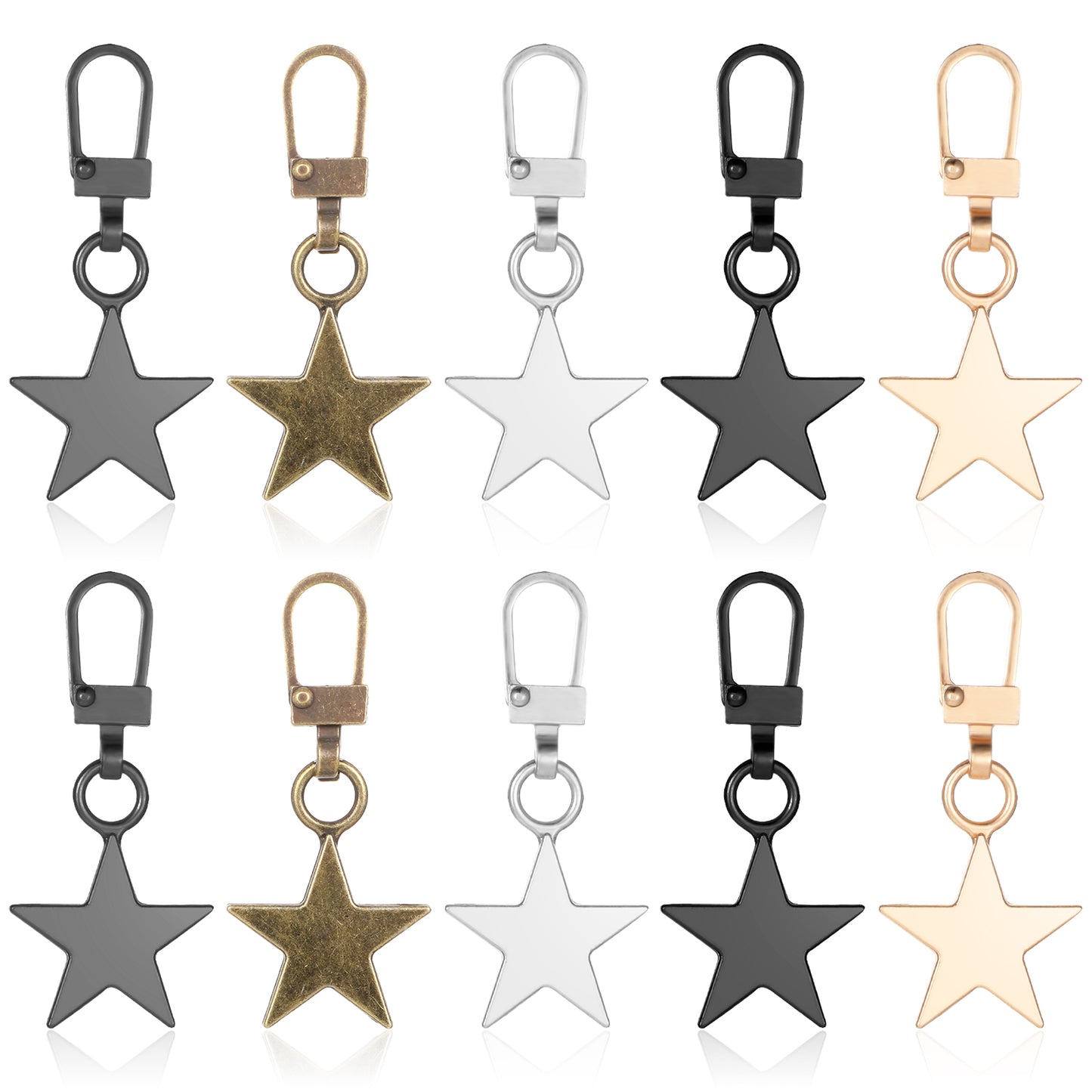Elegaperma 10Pcs Star Zipper Pulls Replacement, Zinc Zip Puller Replacement