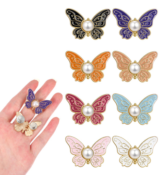 8 Sets Waist Tightener Clips, Trouser Waist Tightener Women Butterfly Jean Buttons Clips, Detachable Adjustable Waists Buckle for Loose Jeans
