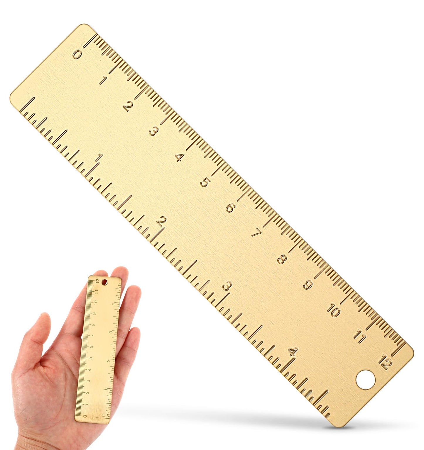 1 Pc Metal Ruler, 3 x 13 cm Pure Brass Mini Measuring Tool for Drawing, Journaling & Notebook (Yellow)