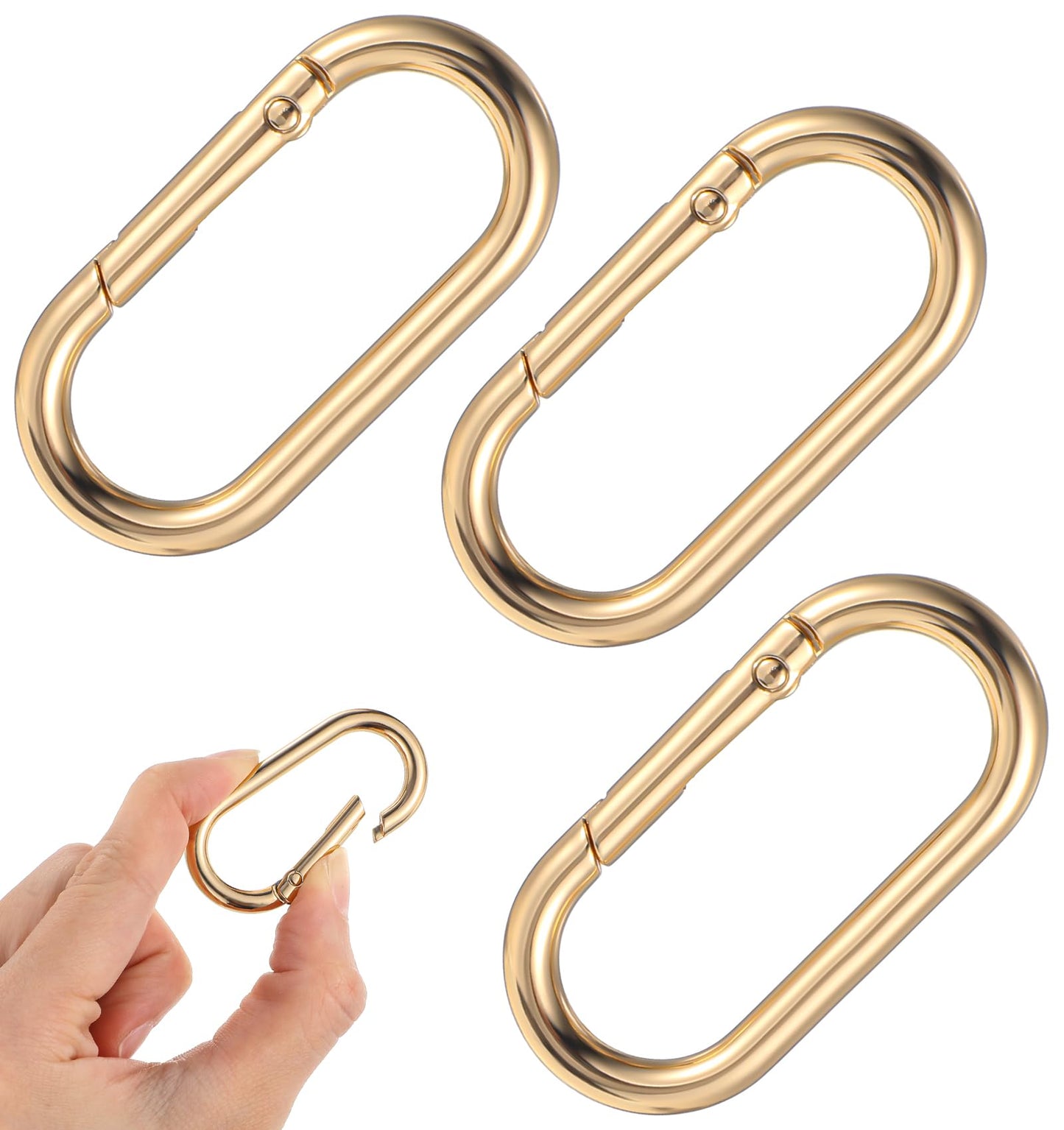 Gold Spring O Ring Clip for Purse, 3pcs ValueBargain Gold Carabiner Clip Keychain and Purse Strap Extenders Designed for Bags and Travel Essentials