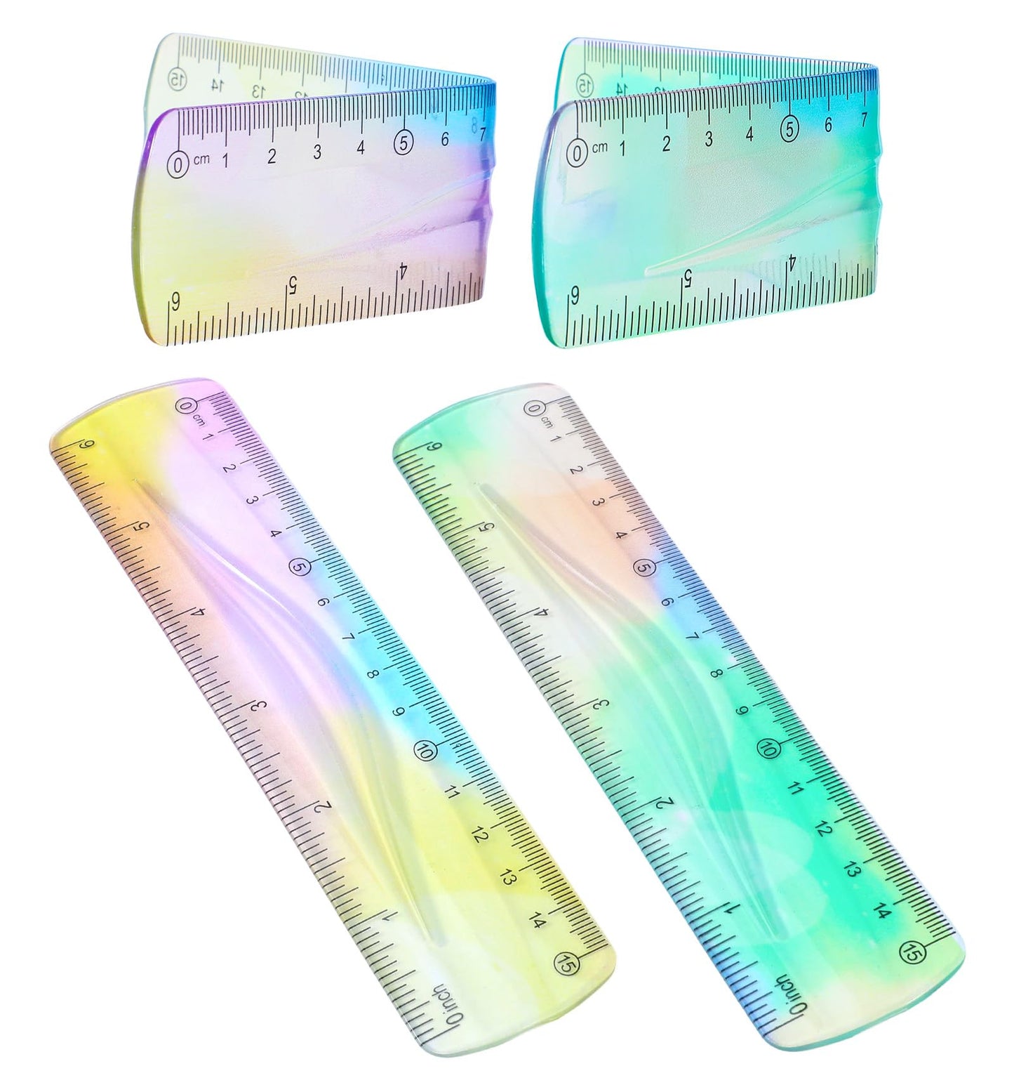 2-Piece Flexible Ruler, Bendy & Shatterproof Bendy Ruler for Kids, School