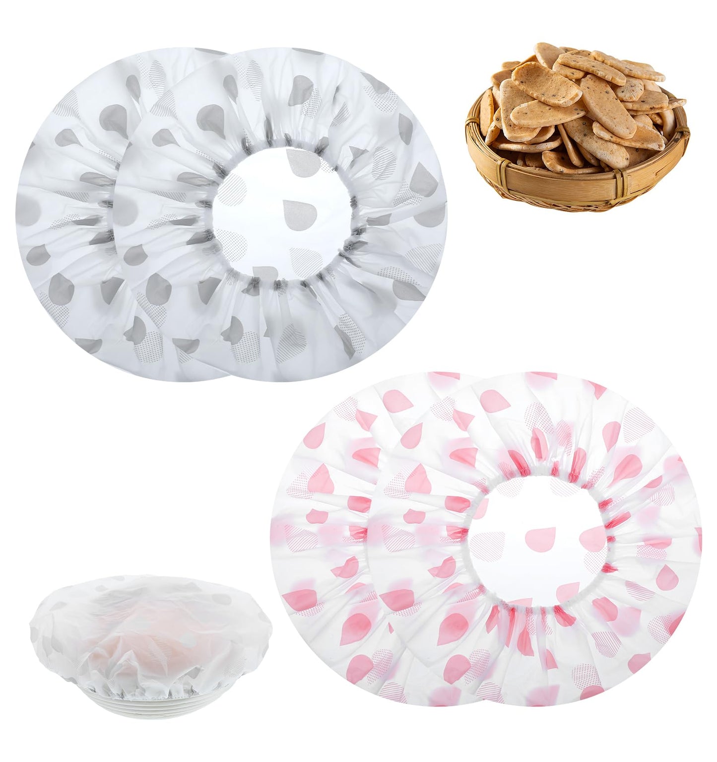 Sourdough Covers for Proofing, 4 Pcs 27 cm Elastic Adjustable Plastic Reusable Bowl Covers for Bread Proofing, Bread Cover for Rising (Pink, Gray)