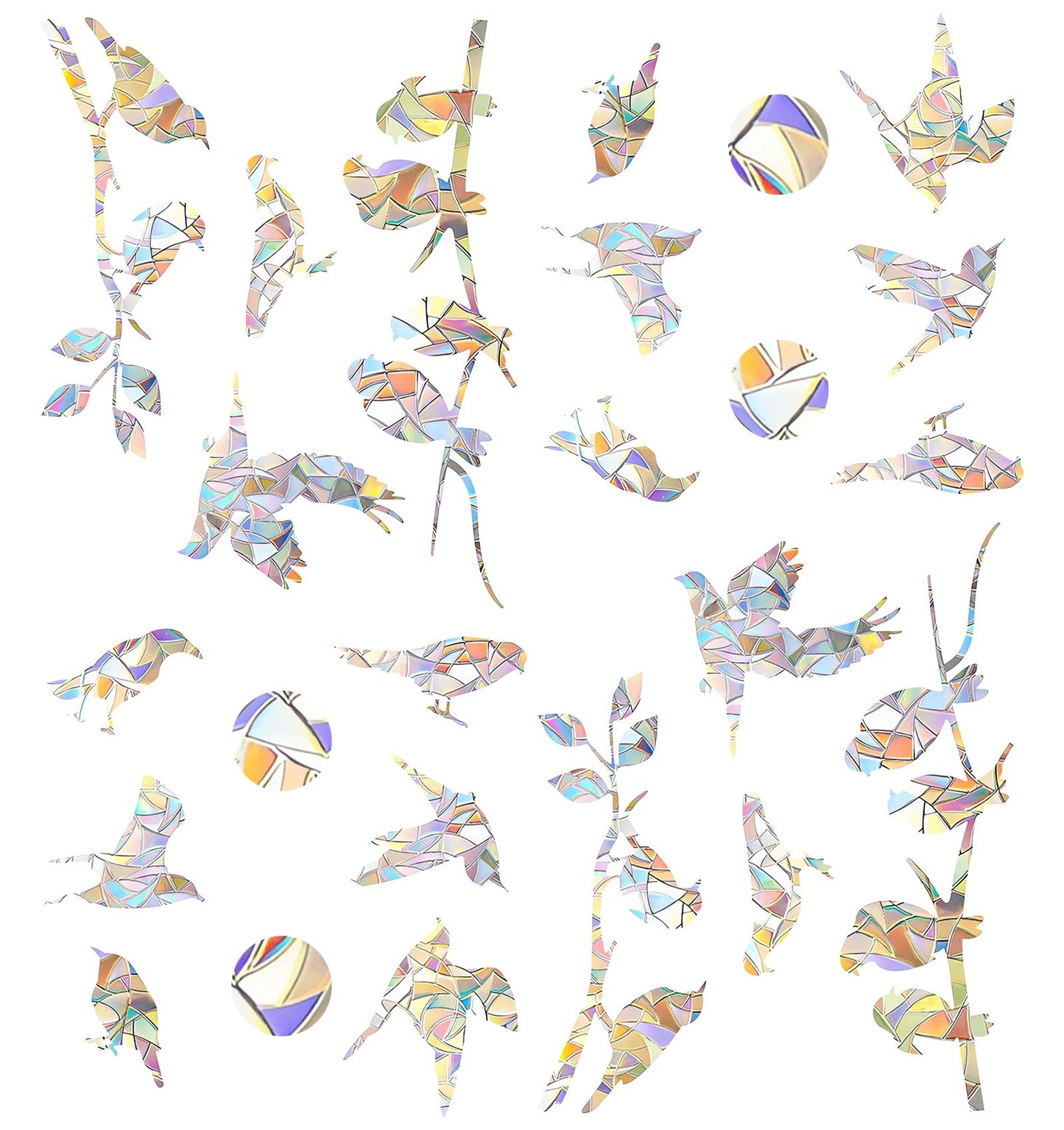 20 Pieces Birds Static Window Clings Anti Collision Window Decals for Bird Strikes, Glass Door Window Stickers, Stop Birds Flying into Windows, Hummingbird Style