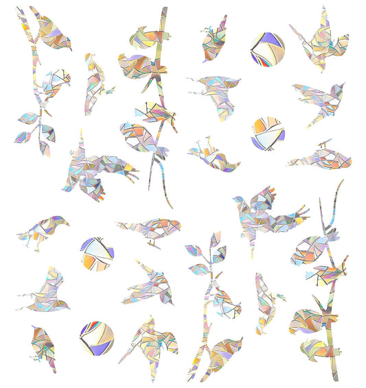 20 Pieces Birds Static Window Clings Anti Collision Window Decals for Bird Strikes, Glass Door Window Stickers, Stop Birds Flying into Windows, Hummingbird Style