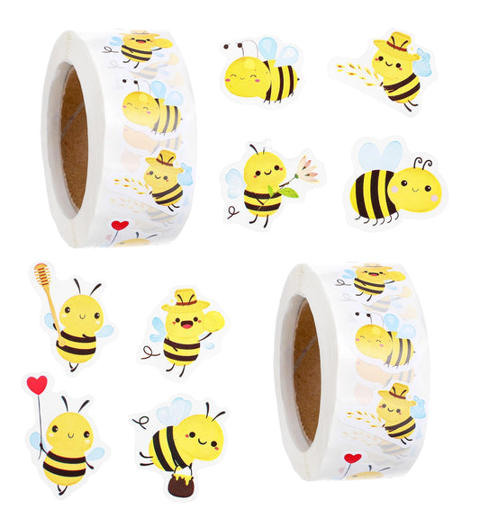 1000 Pcs Bee Stickers, Bumble Bee Stickers Cute Yellow for Kids Birthday Party, Baby Shower Decorations, Envelope Sticker & Teacher Rewards