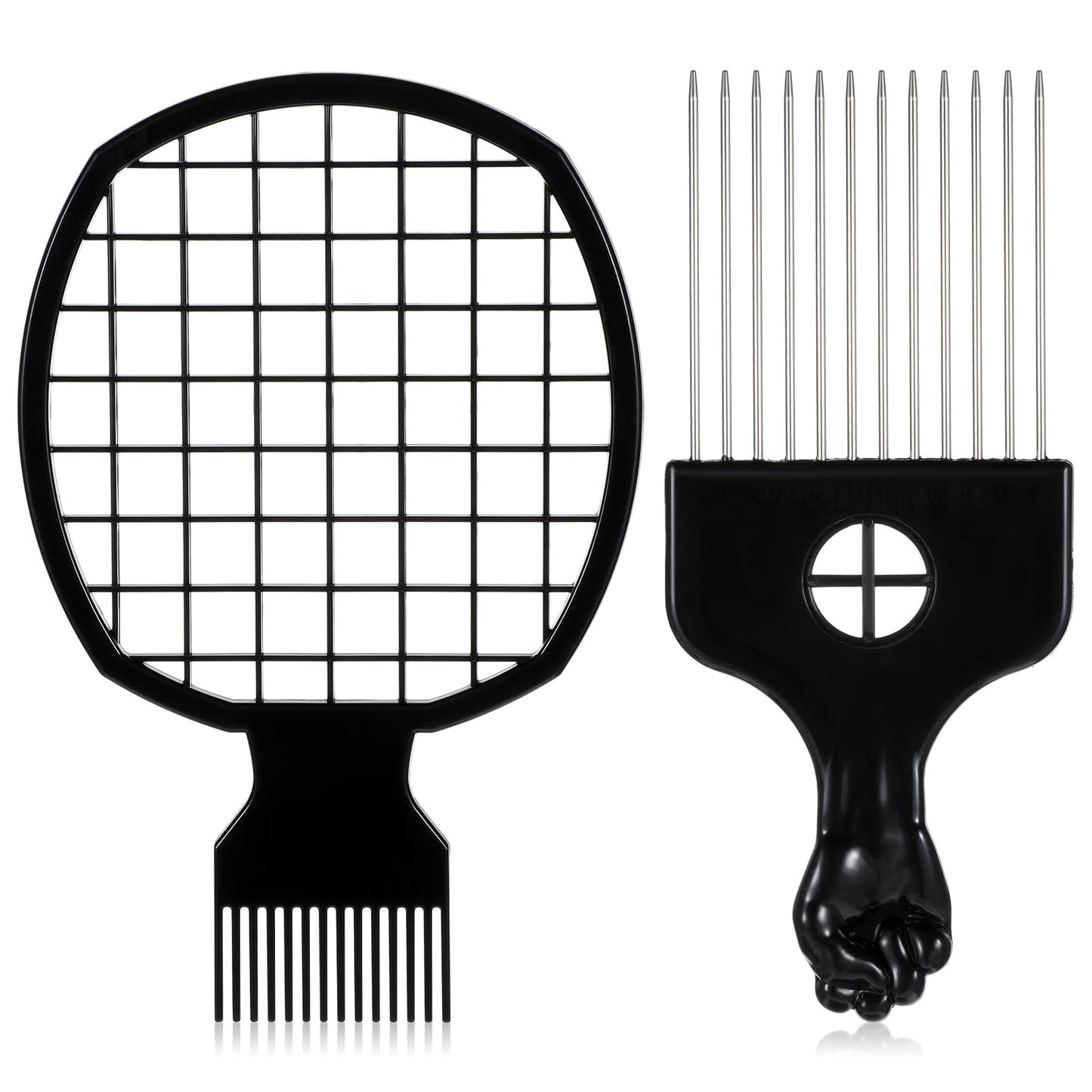 Oruola 2pcs Hair Pick for Black Men,Afro Pick & Twist Comb for Women Men,Metal Hair Pick and Twist It up Comb for Wig Braid,Curly Hair Detangling,Styling and Lifting