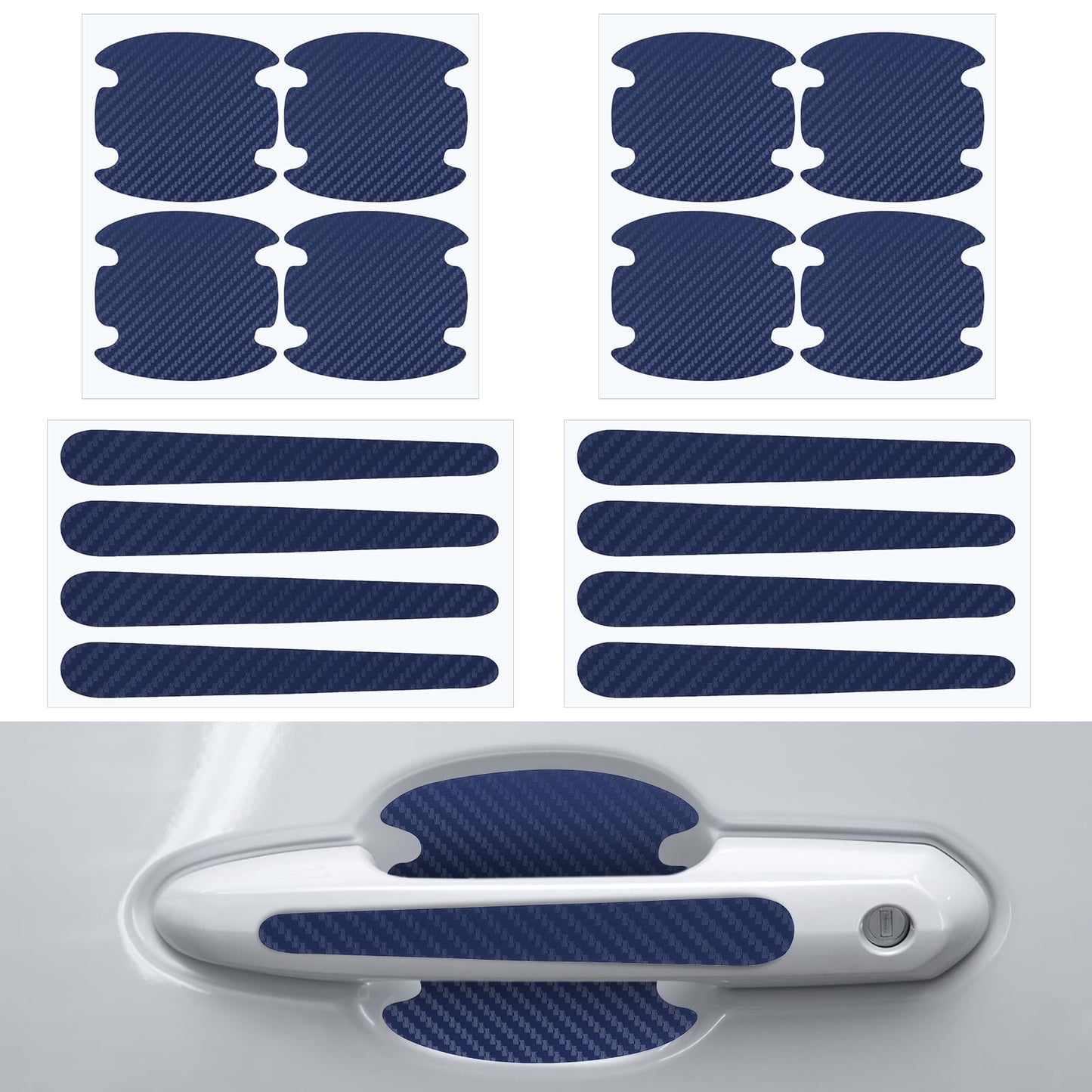 oruola 16pcs Clear Car Door Handle Protector,Silicone Car Door Protector,Non-Marking Auto Door Handle Protective,Cars Door Handle Protective Sticker-Anti-Scratches,Easy Application (Blue)