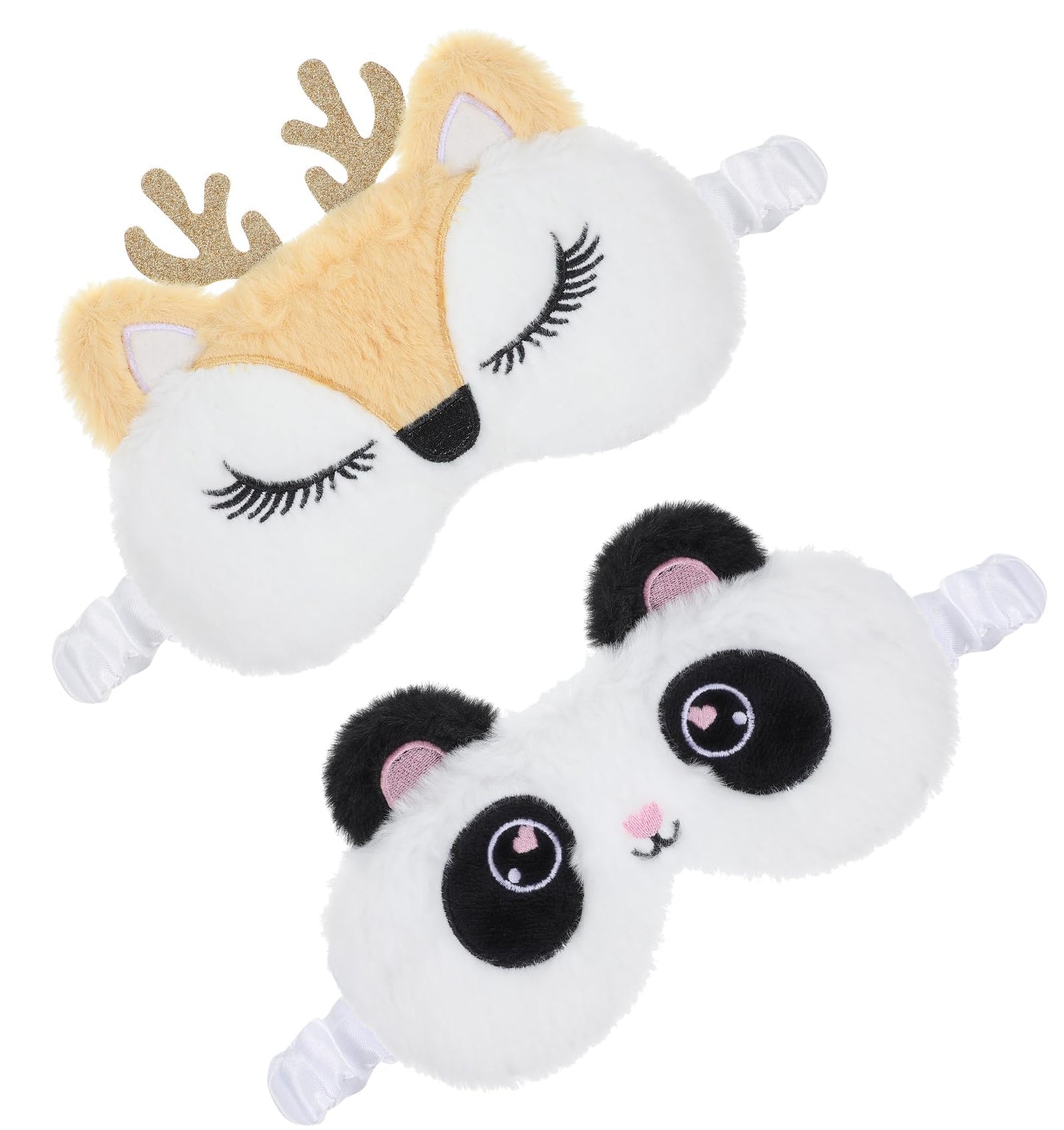 Women's Cooling Eye mask and Plush Sleeping mask 2-Piece Set, Cute Animal Sleeping mask Soft Eye mask Cold and Warm Eye Compress Gift
